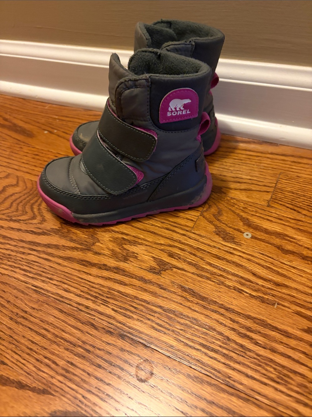 Sorel Kids Gray and Pink Waterproof Winter Boots
